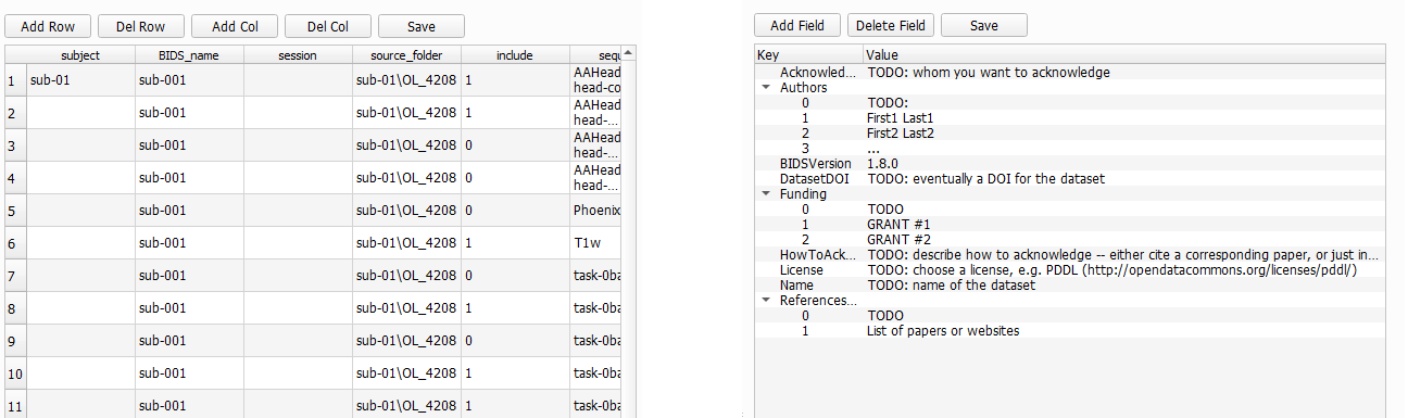 BIDS Manager metadata editor